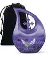 White Dove On Purple Theme Large Urn 10 Inch
