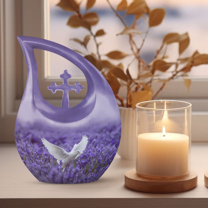 mom urn with a cross drop design
