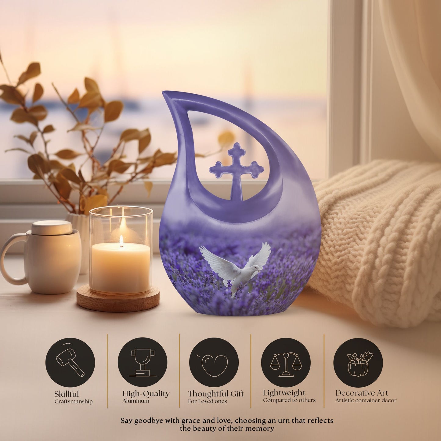 mom urn with a cross drop design