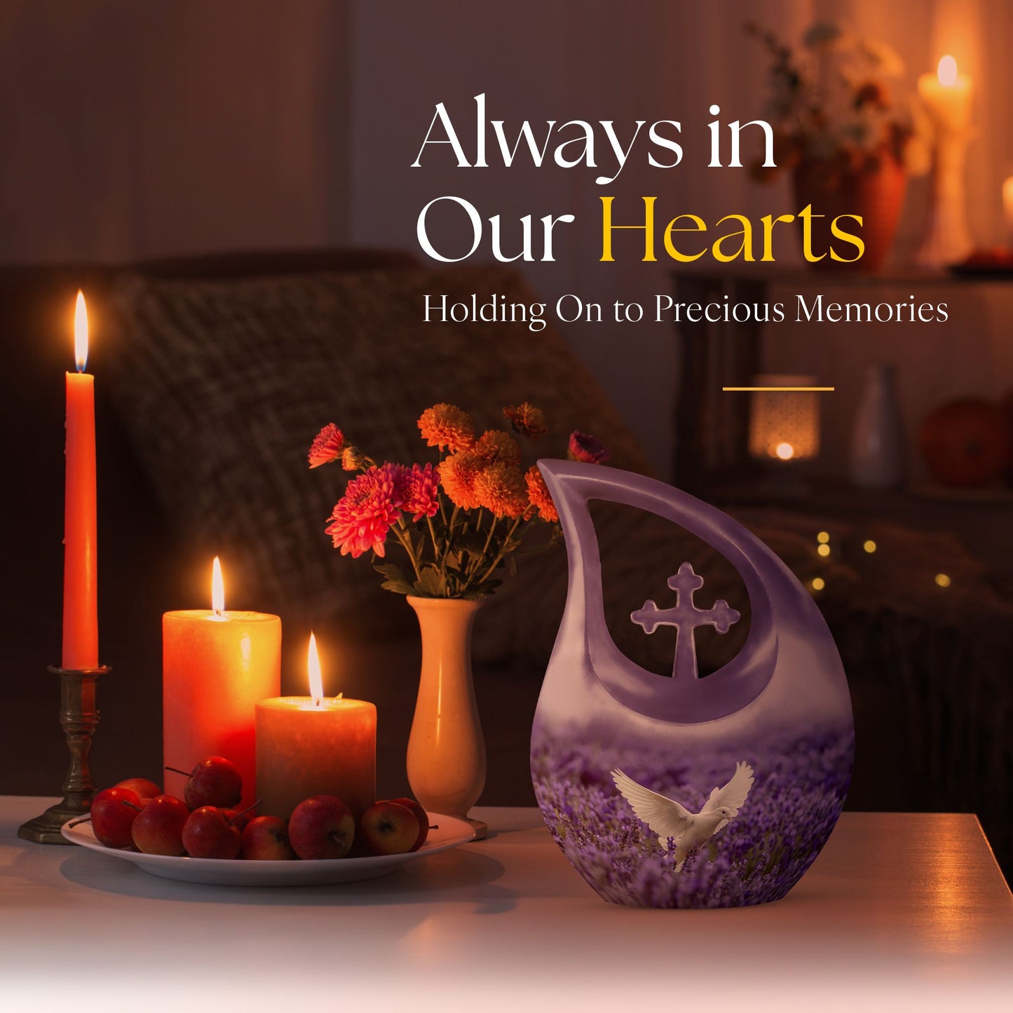 mom urn with a cross drop design