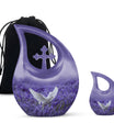 White Dove On Purple Theme Large Urn With 1 Keepsake Urn
