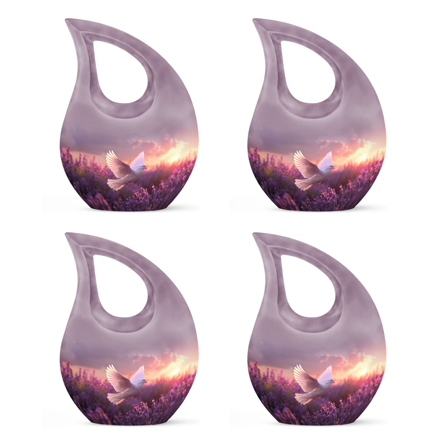 White Dove On Purple Theme 3 Inch Keepsake Pack of 4