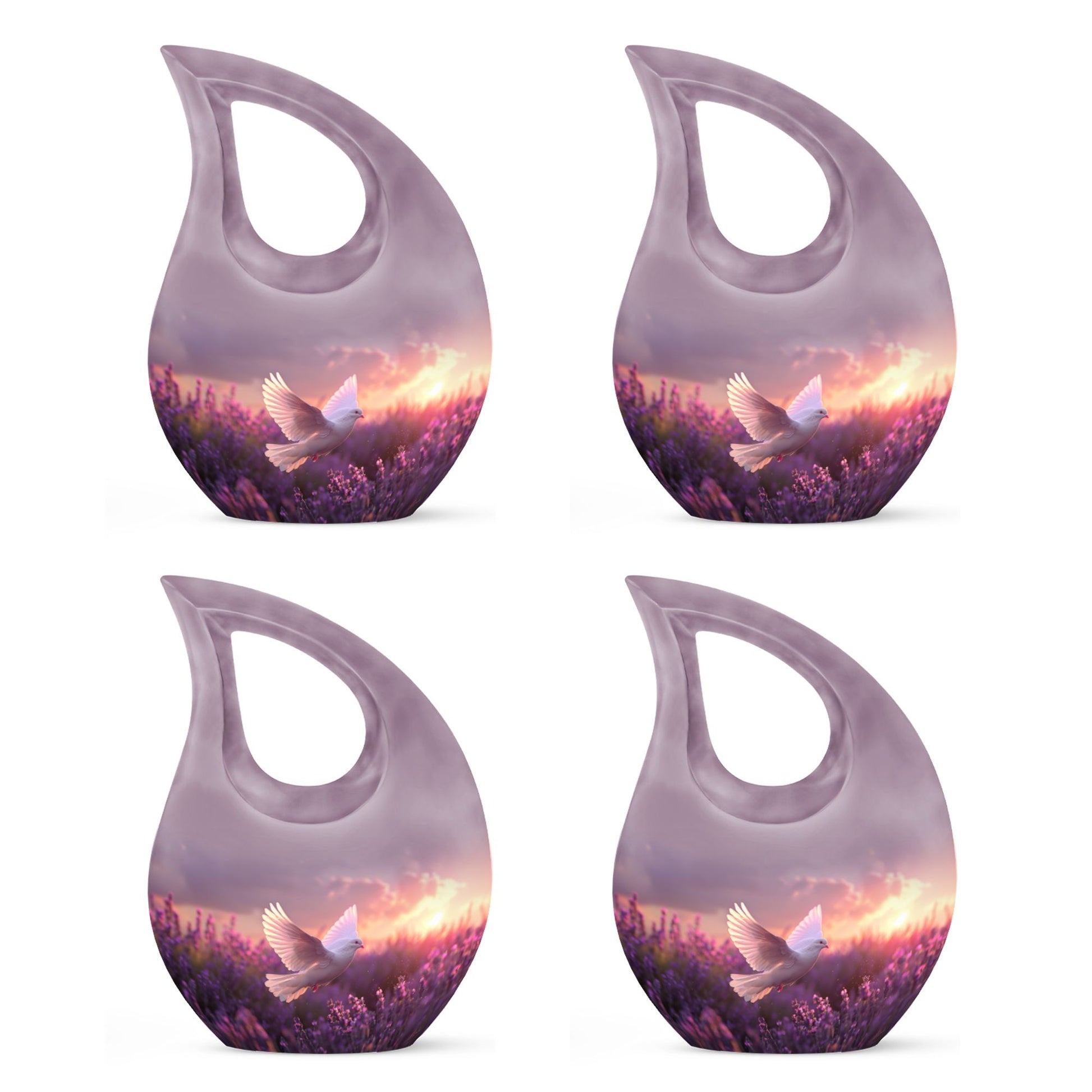 White Dove On Purple Theme 3 Inch Keepsake Pack of 4