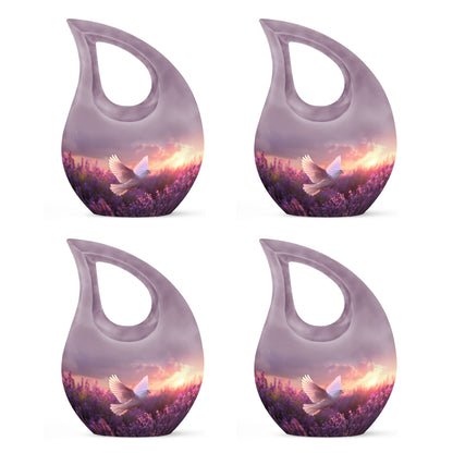 White Dove On Purple Theme 3 Inch Keepsake Pack of 4