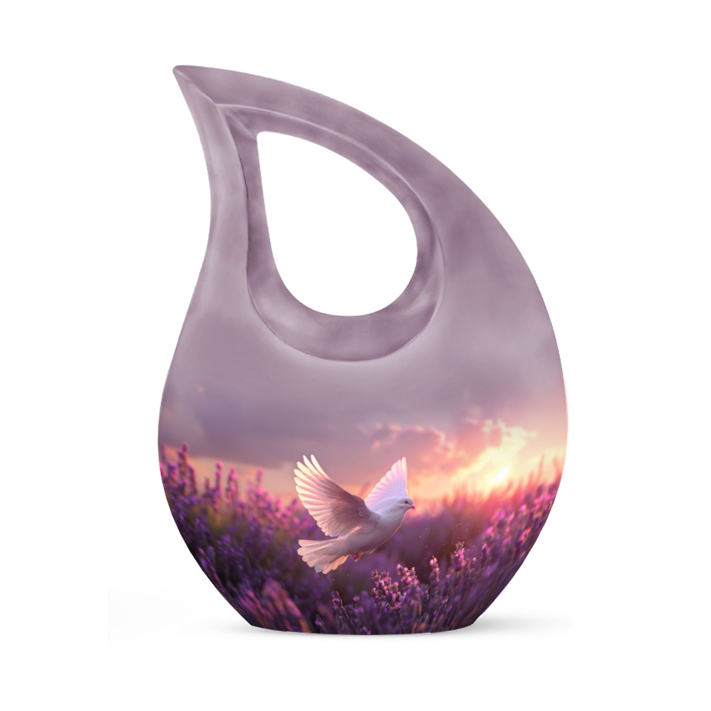 White Dove on Purple Urn