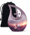 White Dove On Purple Theme Large Urn 10 Inch