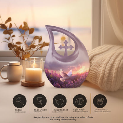 White Dove on Purple Urn
