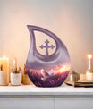 White Dove on Purple Urn