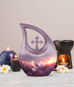 White Dove on Purple Urn