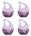 White Dove On Purple Theme 3 Inch Keepsake Pack of 4