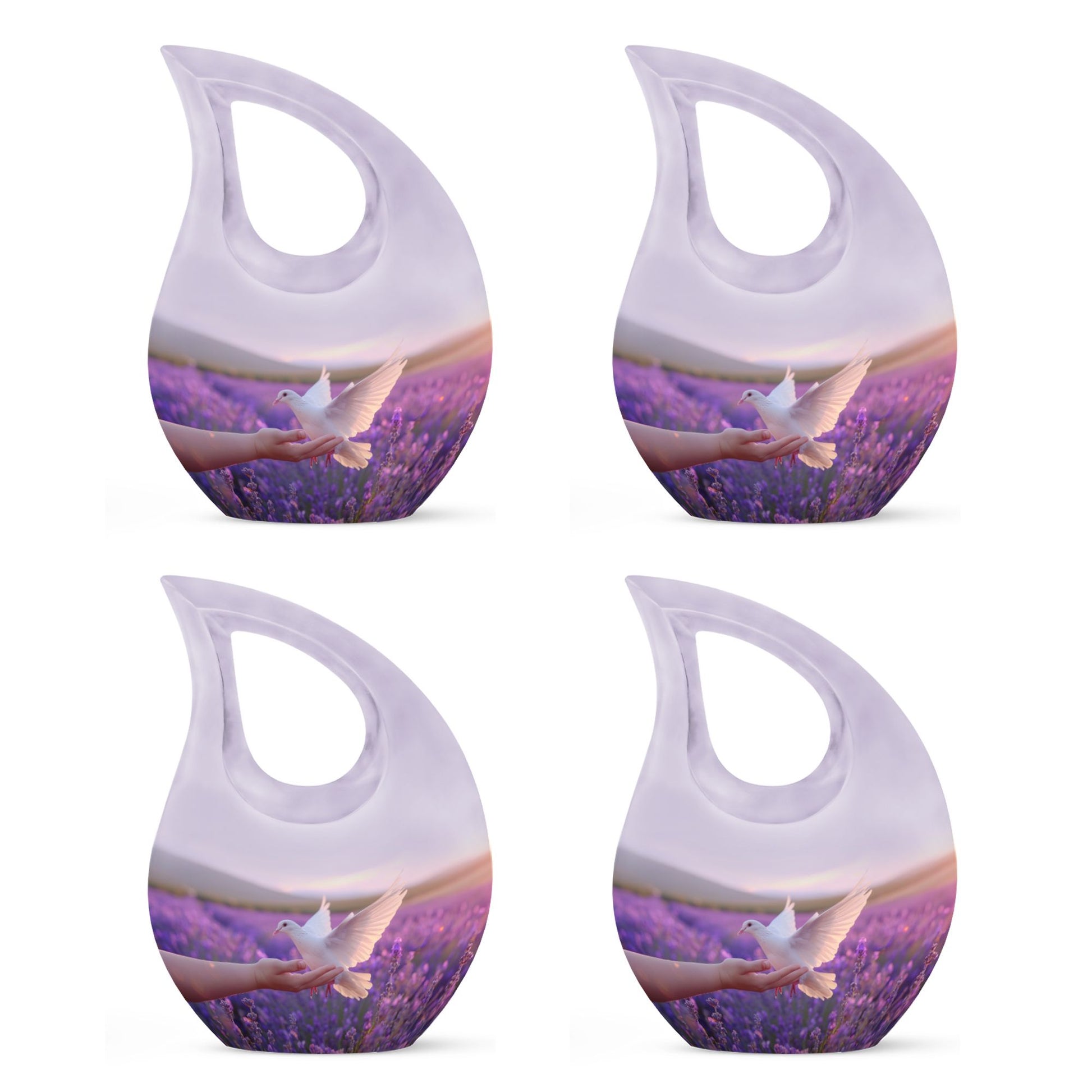 White Dove On Purple Theme 3 Inch Keepsake Pack of 4