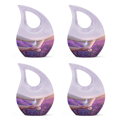 White Dove On Purple Theme 3 Inch Keepsake Pack of 4