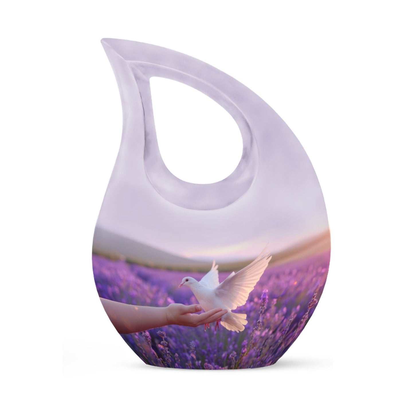 White Dove On Purple Urn
