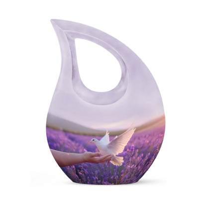 White Dove On Purple Urn
