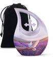 White Dove On Purple Theme Large Urn 10 Inch