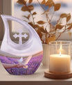 White Dove On Purple Urn