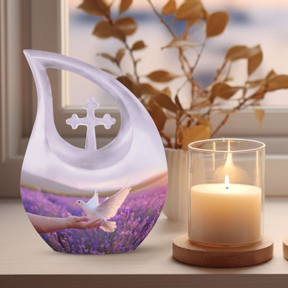 White Dove On Purple Urn