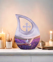 White Dove On Purple Urn