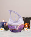 White Dove On Purple Urn