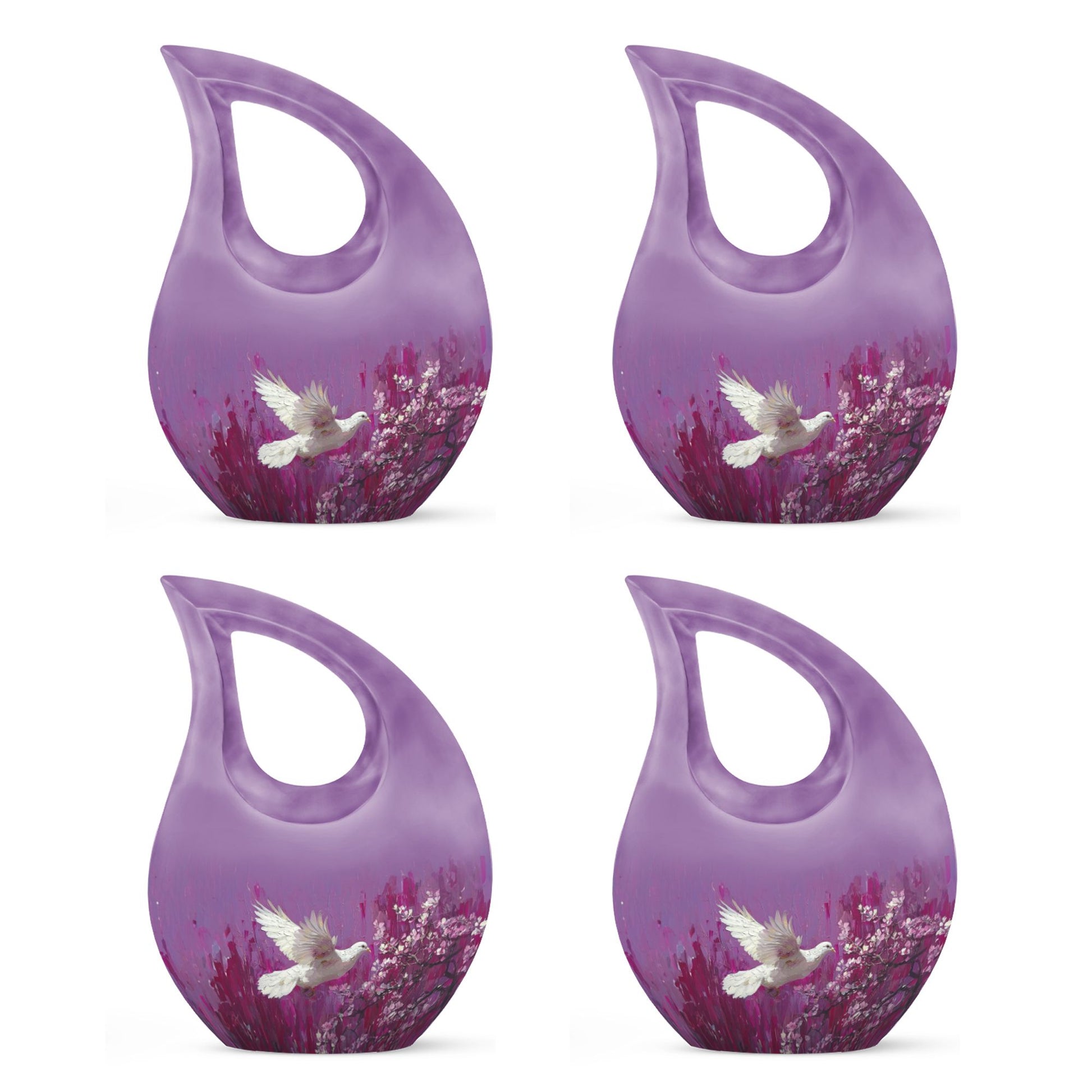 White Dove On Purple Theme 3 Inch Keepsake Pack of 4