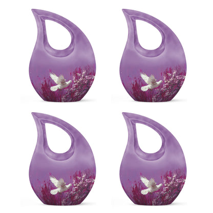 White Dove On Purple Theme 3 Inch Keepsake Pack of 4