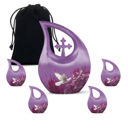 White dove on purple Urn