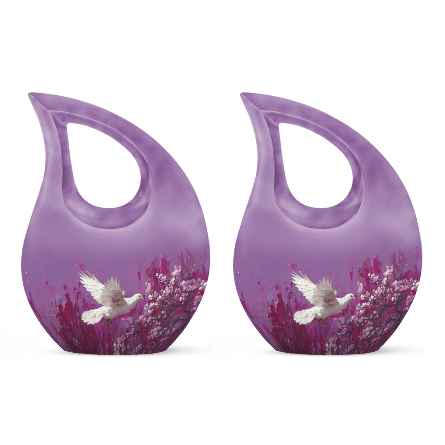 White dove on purple Urn