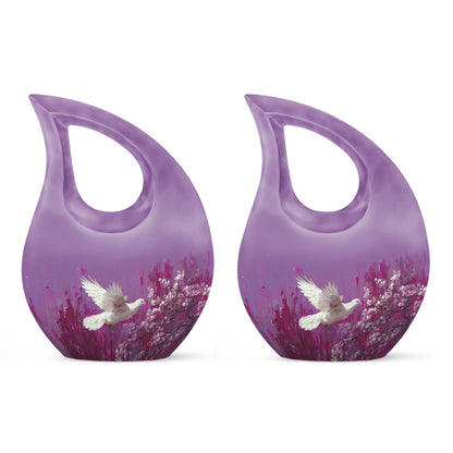 White dove on purple Urn