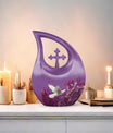 White dove on purple Urn