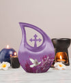 White dove on purple Urn