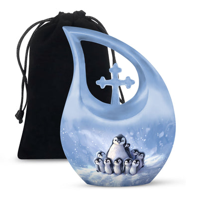 Personalized Penguin Cremation Urn for Adult - 10-inch, 200 cu in - Yatskia