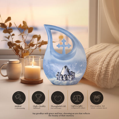 Cross Drop Penguin Urn