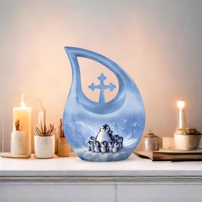 Cross Drop Penguin Urn