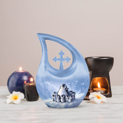 Cross Drop Penguin Urn