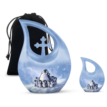 Personalized Penguin Cremation Urn for Adult - 10-inch, 200 cu in - Yatskia