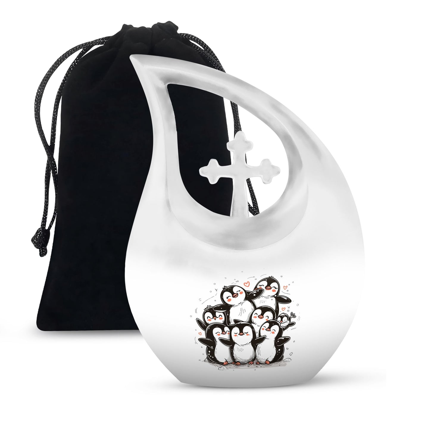 Personalized Penguin Cremation Urn for Adults - 10-inch, 200 cu in - Yatskia
