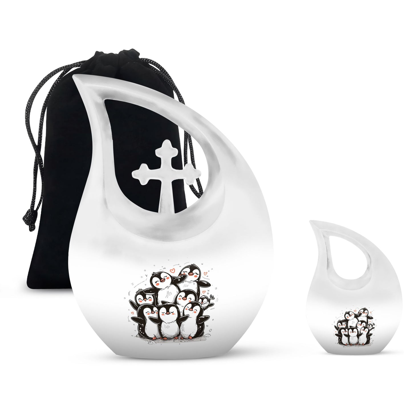 Personalized Penguin Cremation Urn for Adults - 10-inch, 200 cu in - Yatskia