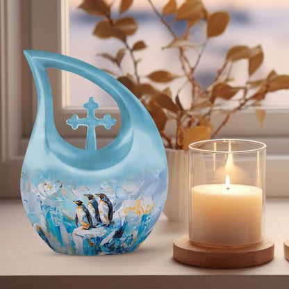 Cross Drop Penguin Urn