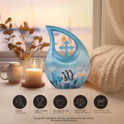 Cross Drop Penguin Urn