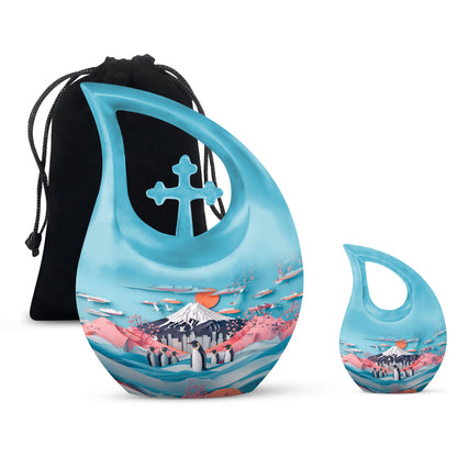 Personalized Penguin Cremation Urn for Human Ashes - 10-inch, 200 cu in - Yatskia