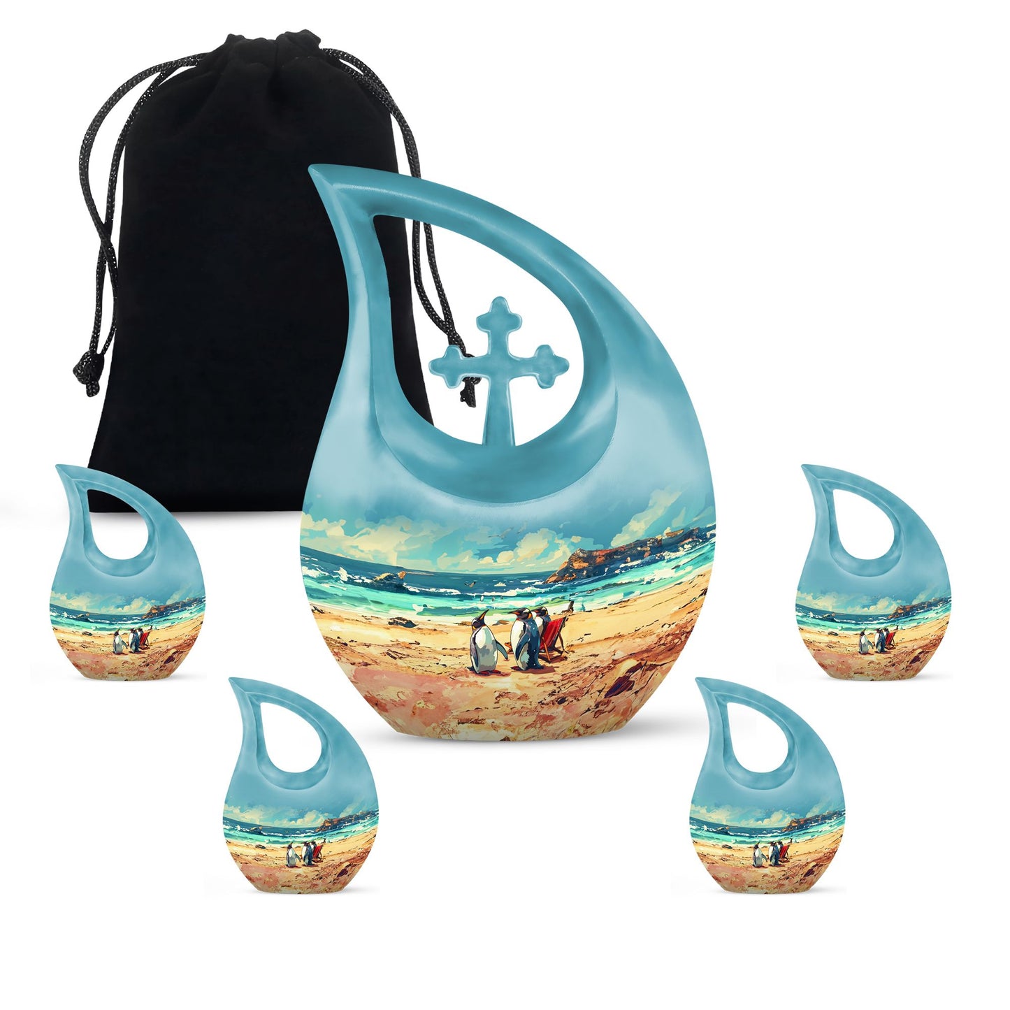 Personalized Penguin Cremation Urn for Human Ashes - 10-inch, 200 cu in - Yatskia