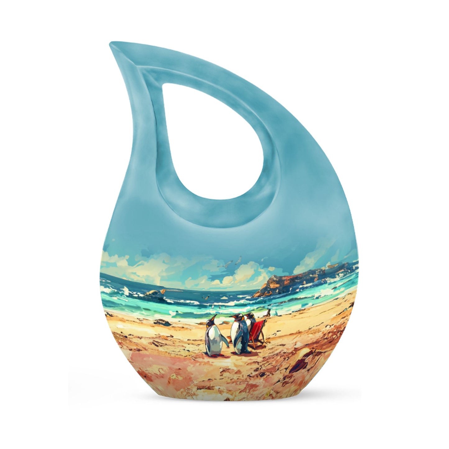 Penguin themed Cross Drop Urn