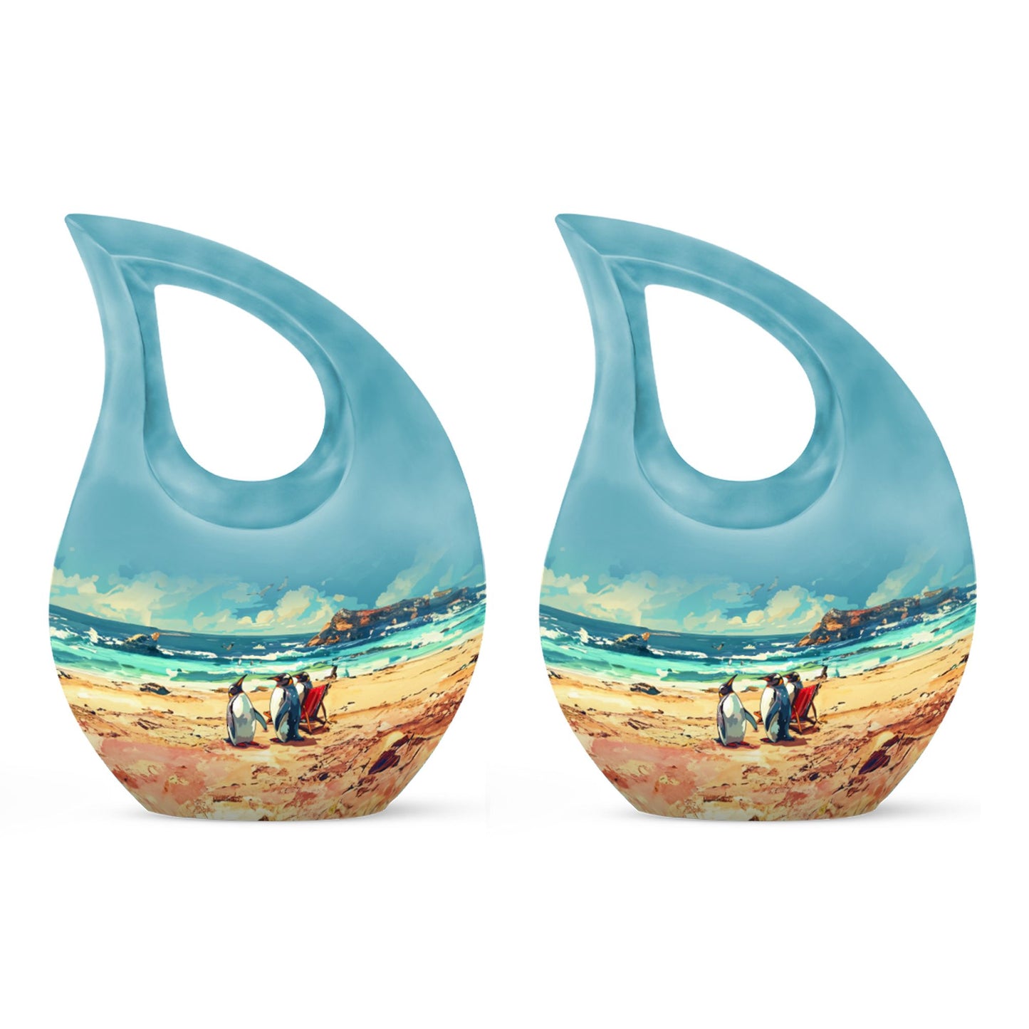 Penguin themed Cross Drop Urn