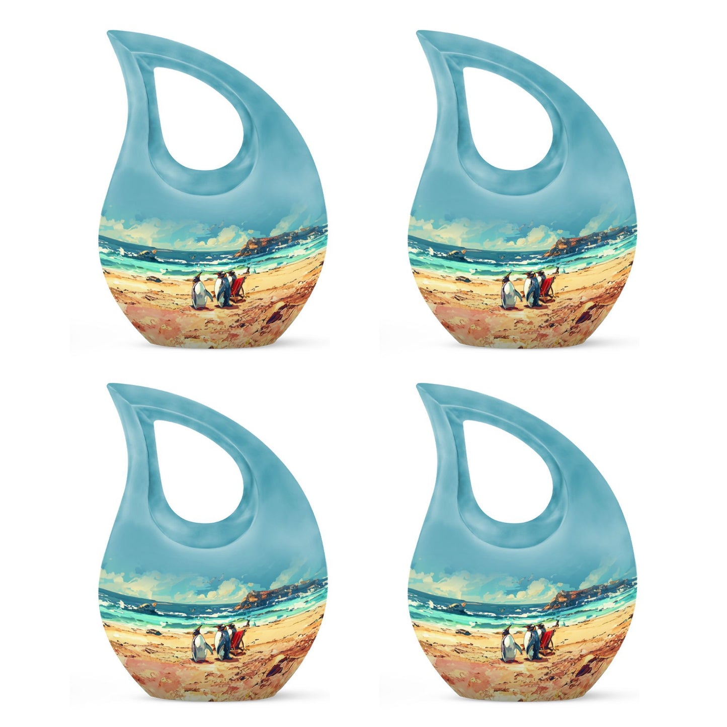 Penguin themed Cross Drop Urn