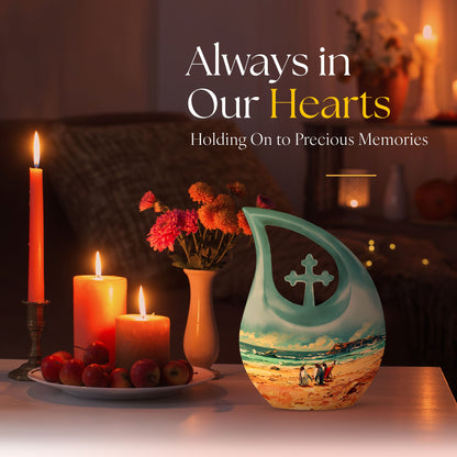 Penguin themed Cross Drop Urn