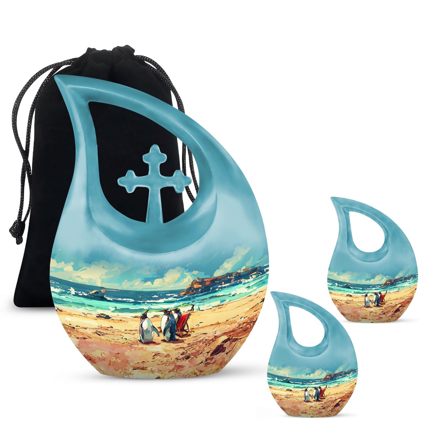 Personalized Penguin Cremation Urn for Human Ashes - 10-inch, 200 cu in - Yatskia