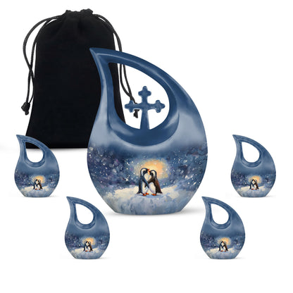 Personalized Penguin Keepsake Urn for Human Ashes - 10-inch, 200 cu in - Yatskia