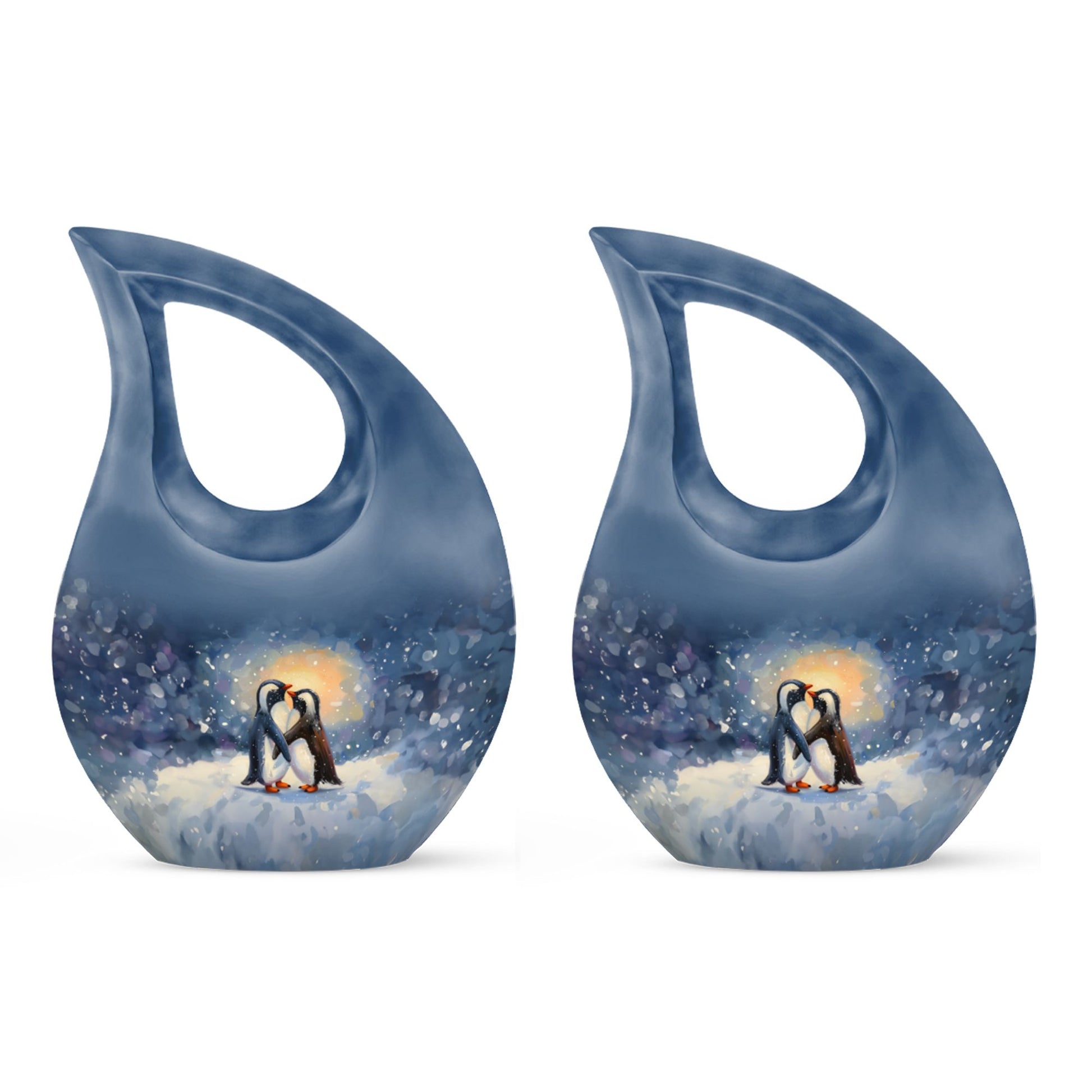 A unique Penguin themed Cross Drop Memorial Urn