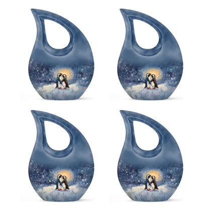 A unique Penguin themed Cross Drop Memorial Urn