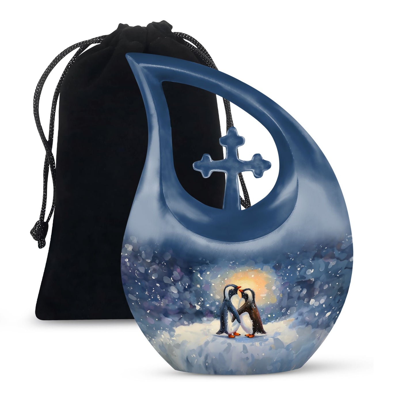 Personalized Penguin Keepsake Urn for Human Ashes - 10-inch, 200 cu in - Yatskia